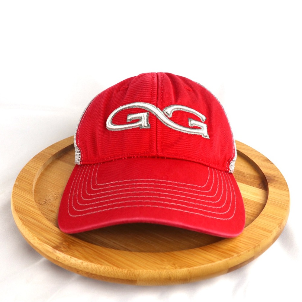 Game Guard Outdoors Mesh Back Cap Trucker Hat Adjustable Red And Gray Men